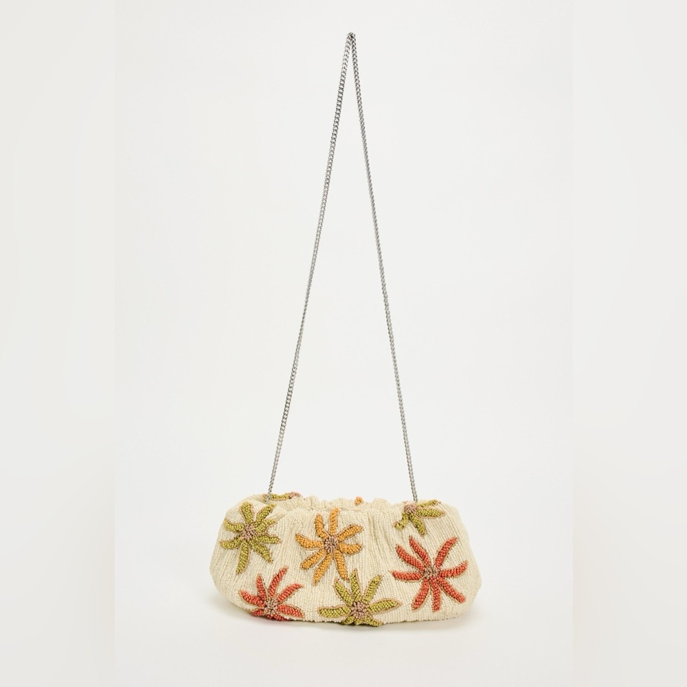 ZARA Beaded Printed Bag. Palm Tree Print